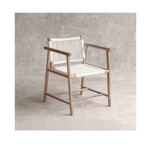 Dresden spisebordsstol - Teak & hvid flet